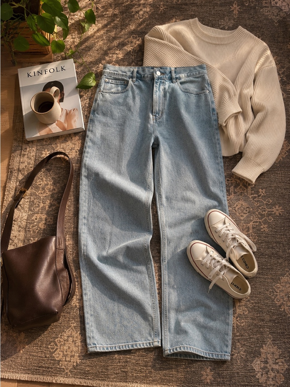 NWT Everlane Light Blue High Rise Relaxed Straight Jeans